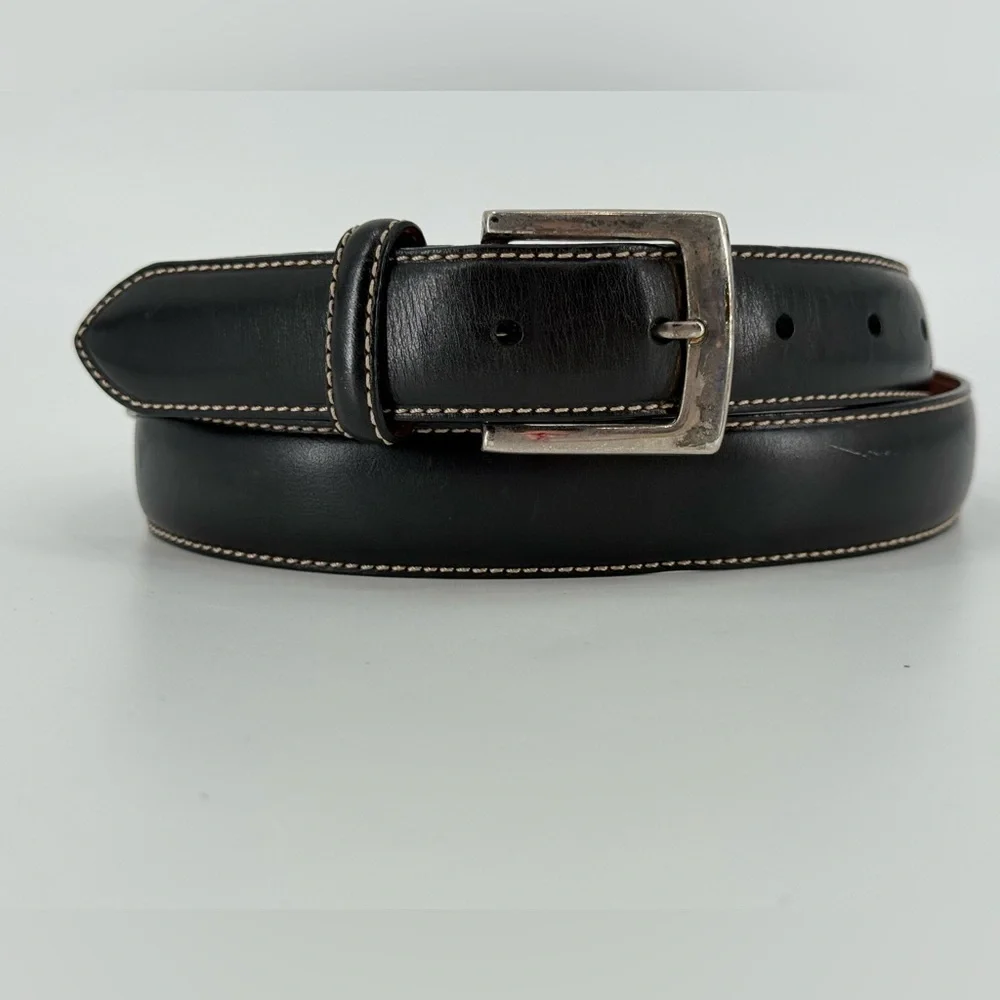 Grant Thomas Black Leather Men’s Contemporary‎ Belt 38